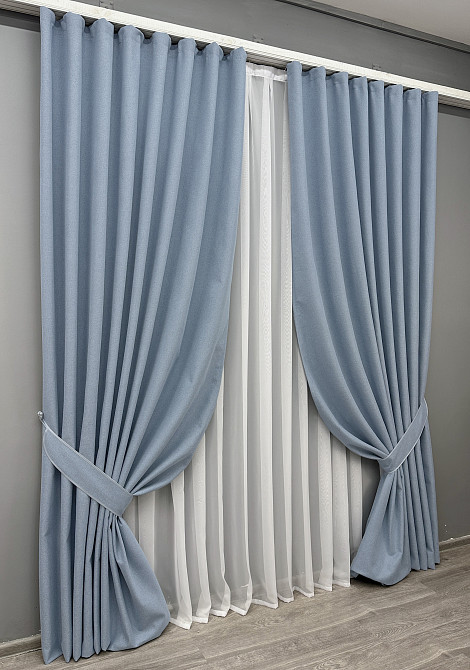 Комплект готових штор VR-Textil Блекаут двосторонній ASHEN NIGHT № 1839ш Блакитний 150х270 см 2 шт (33-0871) Київ - фото 3