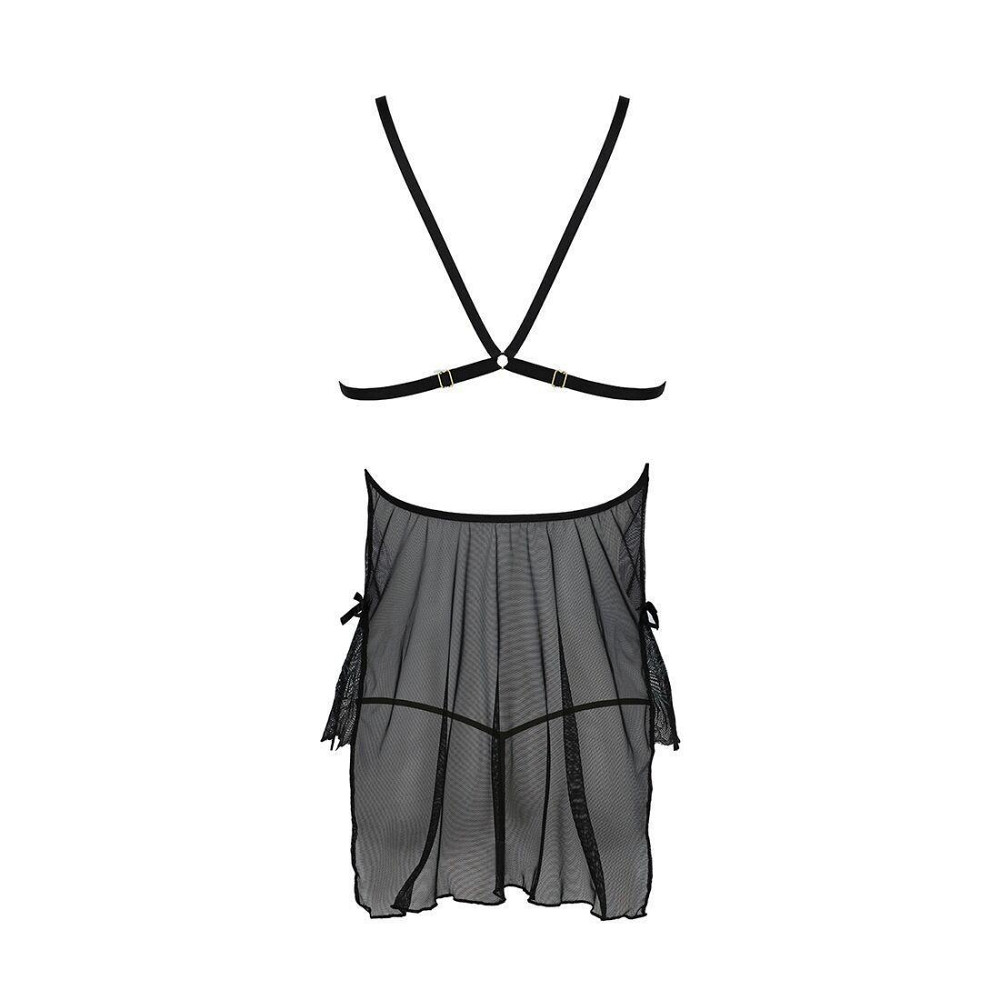 Сорочка Passion DELIENA CHEMISE S/M black, стрінги із заниженою талією Sex Aura Київ - фото 4