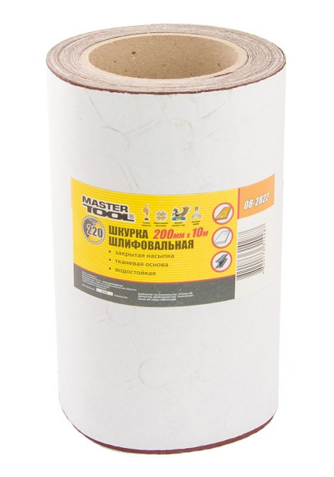 MASTERTOOL Шкурка шліфувальна MASTERTOOL на тканинній основі Р220 200 мм 10 м 08-2822 Киев - изображение 4