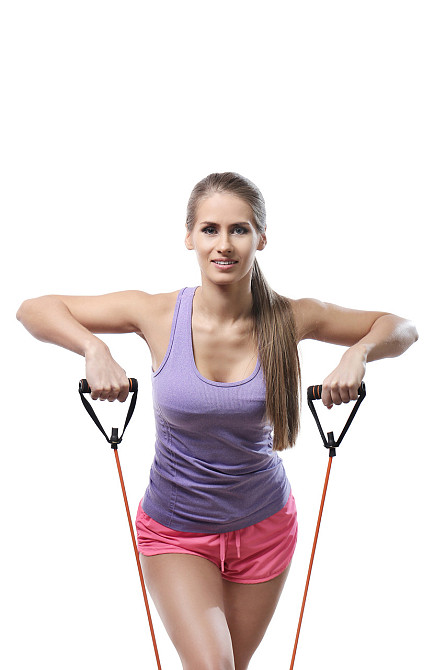 Трубчастий еспандер для фітнесу з ручками U-POWEX Latex resistance tube 20LB Green (9 кг.) Луцк - изображение 5