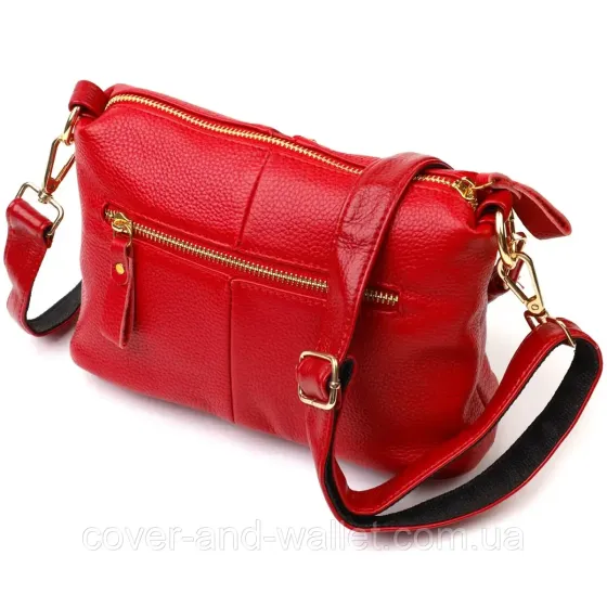 Женская сумка через плечо из натуральной кожи красного цвета Leather Collection Киев