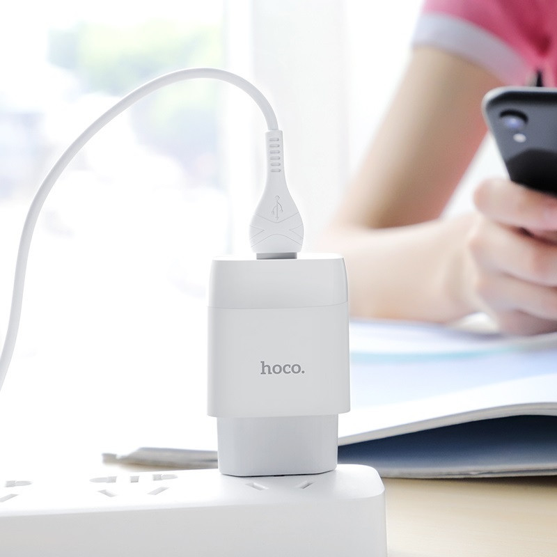 Сетевое зарядное устройство с кабелем HOCO C73A Glorious dual port charger set (iP)(EU) White Одесса - изображение 6
