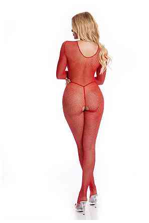 Бодистокинг - Pink Lipstick Lingerie Risque Crotchless Bodystocking Red, M/L Sex Aura Киев