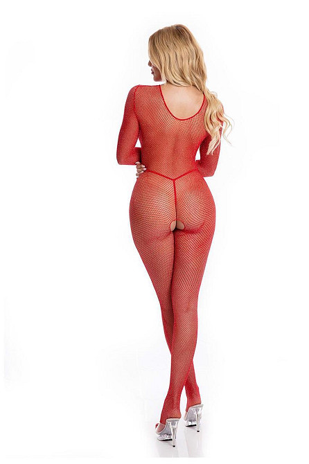 Бодістокінг - Pink Lipstick Lingerie Risque Crotchless Bodystocking Red, M/L Sex Aura Київ - фото 2
