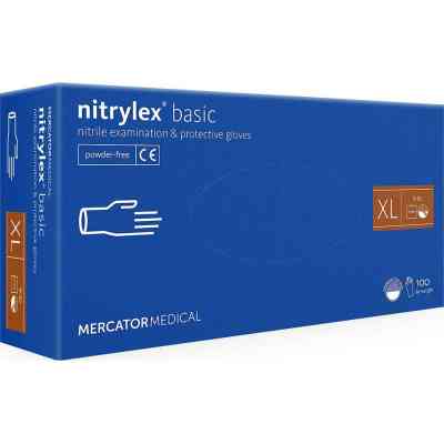 Медицинские перчатки Mercator Medical Nitrylex Basic Нитриловые Неопудренные диагностические Размер XL Синие 100 шт. (3.1008) (5906615004714) Винница