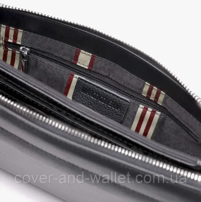 Солідна чоловіча барсетка на дві блискавки із натуральної шкіри Marco Coverna MC 8747-3 Black Київ - фото 9