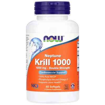 Жирні кислоти Now Foods Крилевий Жир 1000мг, Neptune Krill 1000, Double Strength, 60 (NOW-01627) Вінниця