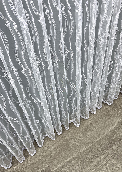 Тюль фатин с вышивкой и люрексом цвет холодный белый 2016т Киев - изображение 7