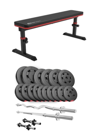 Набір Hop-Sport Premium 75кг з лавою HS-1025 Pro, штангами та гантелями Київ