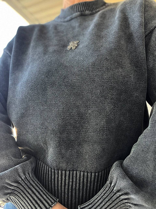 Светр жіночий A-N 870 варений ведмедик камінчики середня довжина оверсайз 44-48, чорний, 44-48 Київ - фото 19