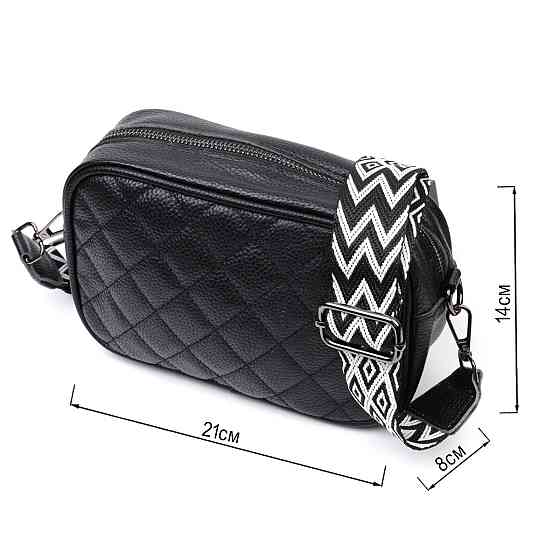 Классическая кожаная женская сумка через плечо на одно отделение Vintage 22387 Черная Киев