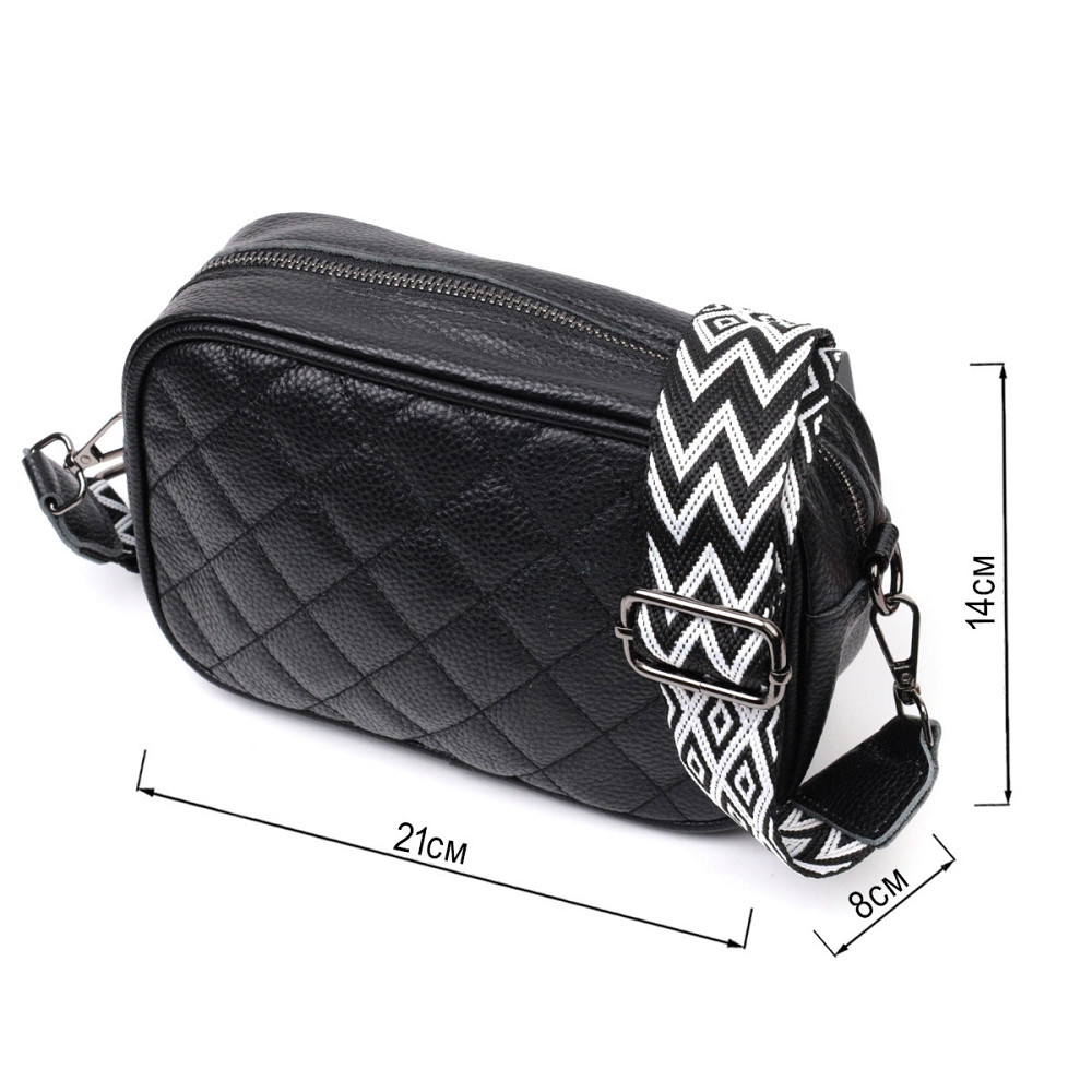 Классическая кожаная женская сумка через плечо на одно отделение Vintage 22387 Черная Киев - изображение 3