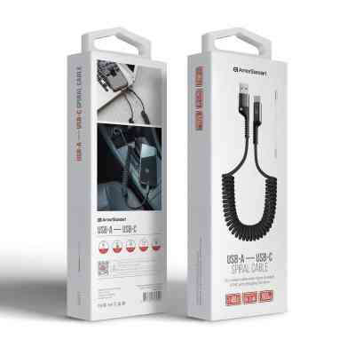 Дата кабель USB 2.0 AM to USB-C 1.0m Spiral 2.4A black Armorstandart (ARM75390) Винница