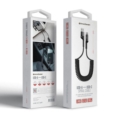 Дата кабель USB 2.0 AM to USB-C 1.0m Spiral 2.4A black Armorstandart (ARM75390) Винница - изображение 3