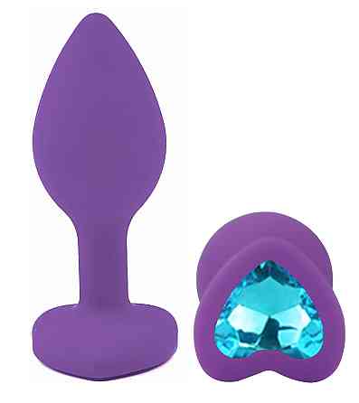 Силиконовая анальная пробка EGZO - Silicone Violet Heart Plug Aqua, size S Sex Aura Киев