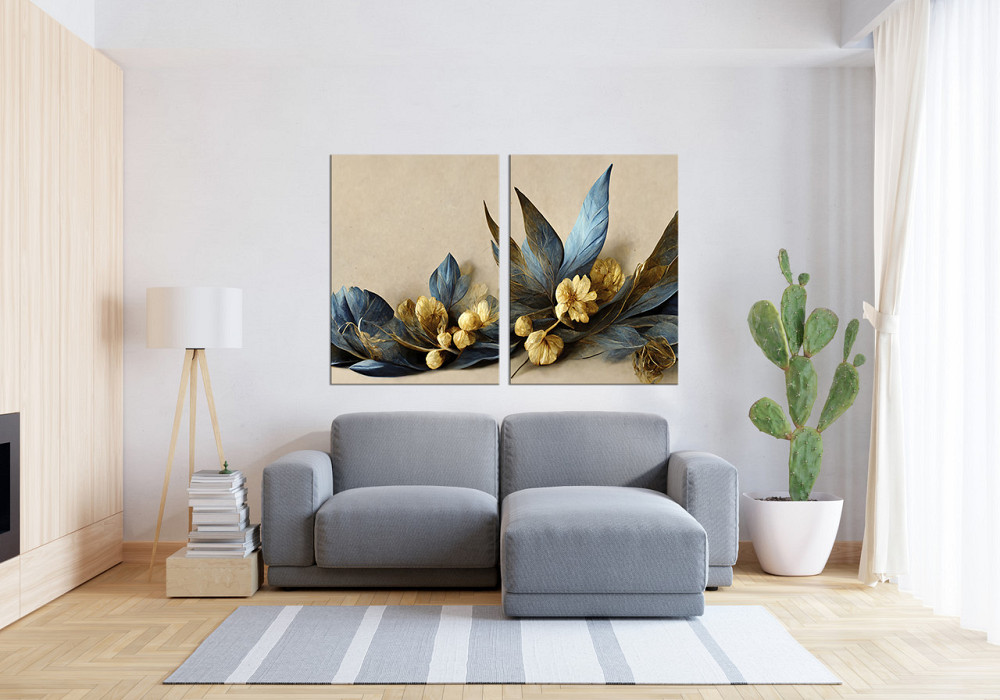 Модульна картина у вітальню/ спальню  Синьо-Жовті квіти     TLV-2_147 70x102 см Київ - фото 3
