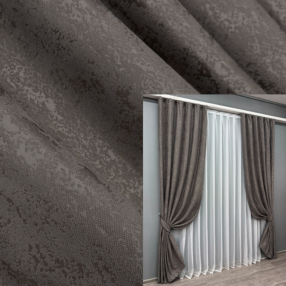 Комплект готових штор VR-Textil Льон мармур Pavliani № 1288ш Темне какао 150х270 см 2 шт (33-0137) Київ - фото 9