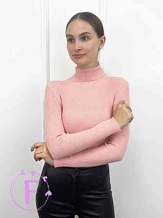 Жіночий вкорочений гольф в рубчик "Slice" оптом | Розпродаж моделі 42-46, Персиковий Київ