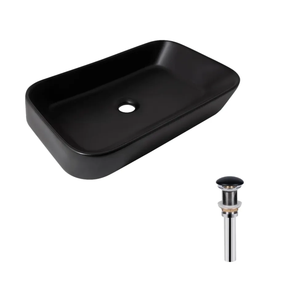 Комплект Qtap Scorpio: Раковина накладная прямоугольная 550х390х120 мм Matt Black + Донный клапан PU03 Киев - изображение 7