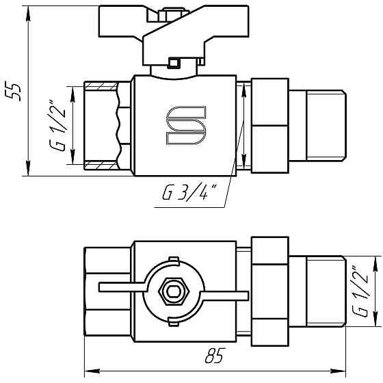 Кран кульовий прямий з американкою SELBA 1/2″ КБ SL1509 Луцк