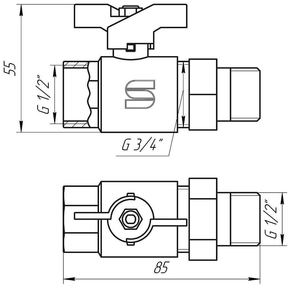 Кран кульовий прямий з американкою SELBA 1/2″ КБ SL1509 Луцк - изображение 3