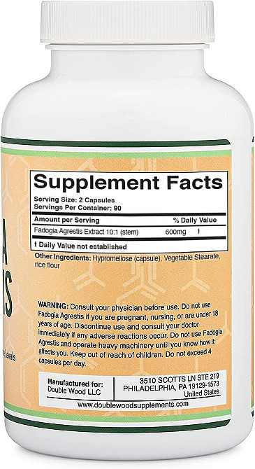 Фадогія Агрестіс Double Wood Fadogia Agrestis Extract 10:1 600 mg 180capsules Луцьк - фото 2