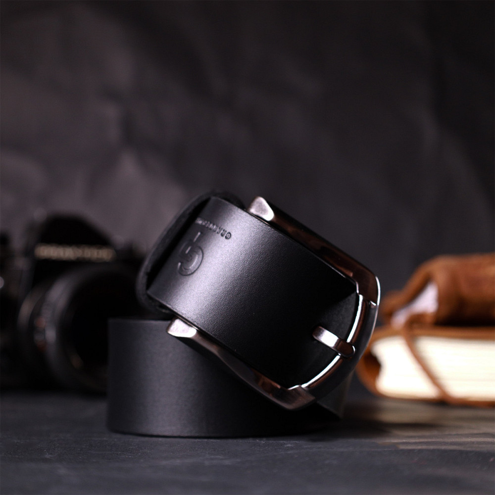 Чудовий ремінь під джинси з натуральної шкіри GRANDE PELLE 11686 Чорний Київ - фото 1