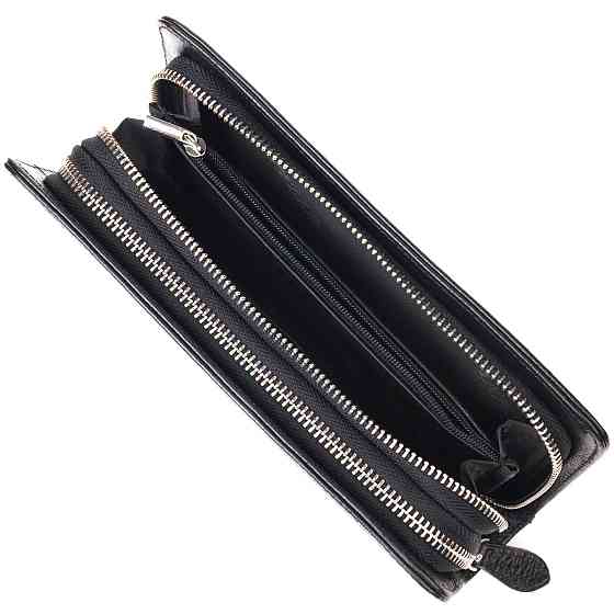 Оригинальная мужская барсетка на два отделения из натуральной зернистой кожи CANPELLINI 21567 Черная Киев