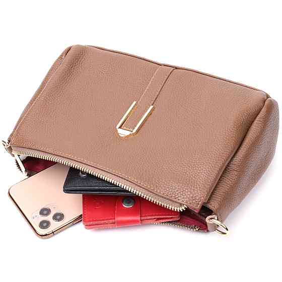 Жіноча стильна сумка через плече з натуральної шкіри Vintage 22288 Бежева Київ