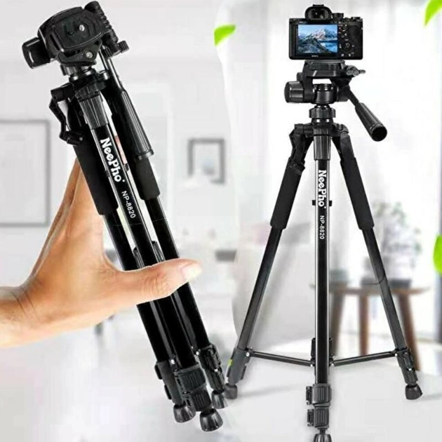 Штатив тринога NeePho NP-8820 не знімний майданчик + тримач + чохол (56-150см) Чорний Вінниця - фото 4