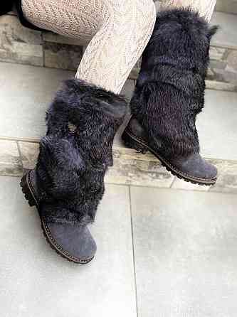 TopS Унти жіночі TopS сірі натуральна замша хутро (висота 26см обхват 32-33см стелька 24.5-26см Коломыя