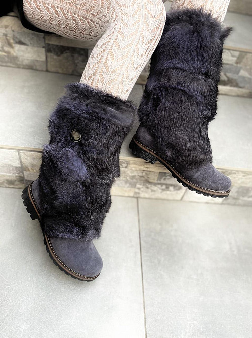 TopS Унти жіночі TopS сірі натуральна замша хутро (висота 26см обхват 32-33см стелька 24.5-26см Коломыя - изображение 6