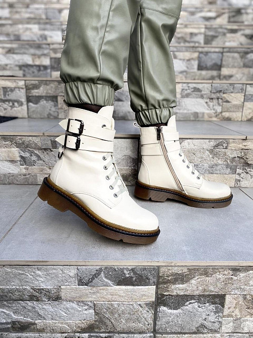 Без бренда Жіночі черевики M.KRAFT бежеві натуральна шкіра зима висота 15 см (4278) 37р.38р.39р Коломия - фото 1