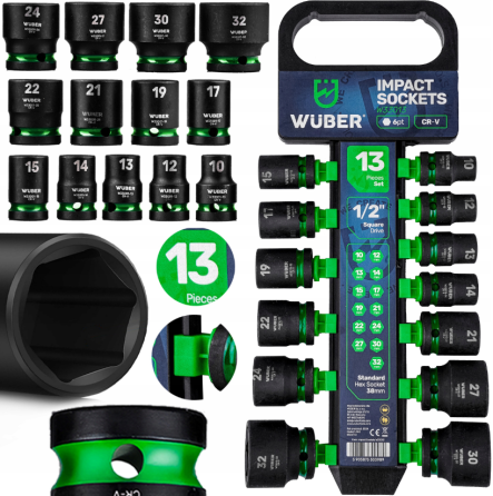Набір ударних торцевих головок 1/2" 10-32мм 13шт. Wuber (Польща) Київ