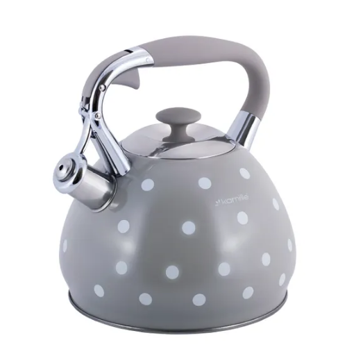 Чайник 3л нержавіюча сталь зі свистком з ручкою "soft-touch" (білий,беж,кавовий) 0695GR KAMILLE Житомир - фото 3