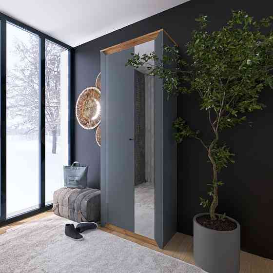 Шкаф-пенал с зеркалом Эверест Нордик-800 Графит + Дуб крафт золотой (DTM-5540) Днепр