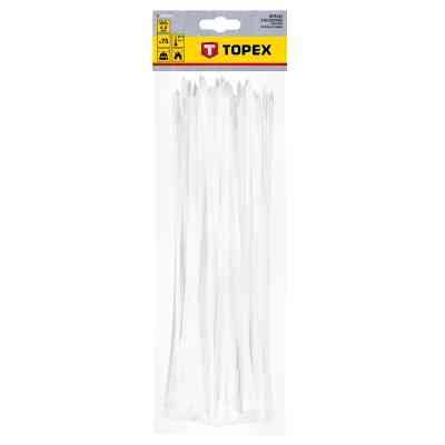 Стяжка Topex біла, 4.8х300 мм, пластик, 75 шт. (44E979) Вінниця