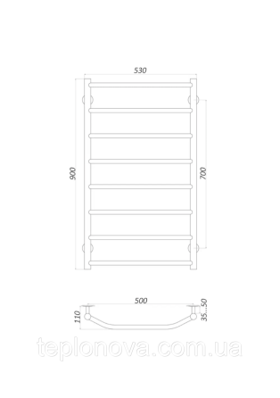 Полотенцесушитель Нержавейка UNIO 900x530-8 Лесенка Трапеция Черновцы