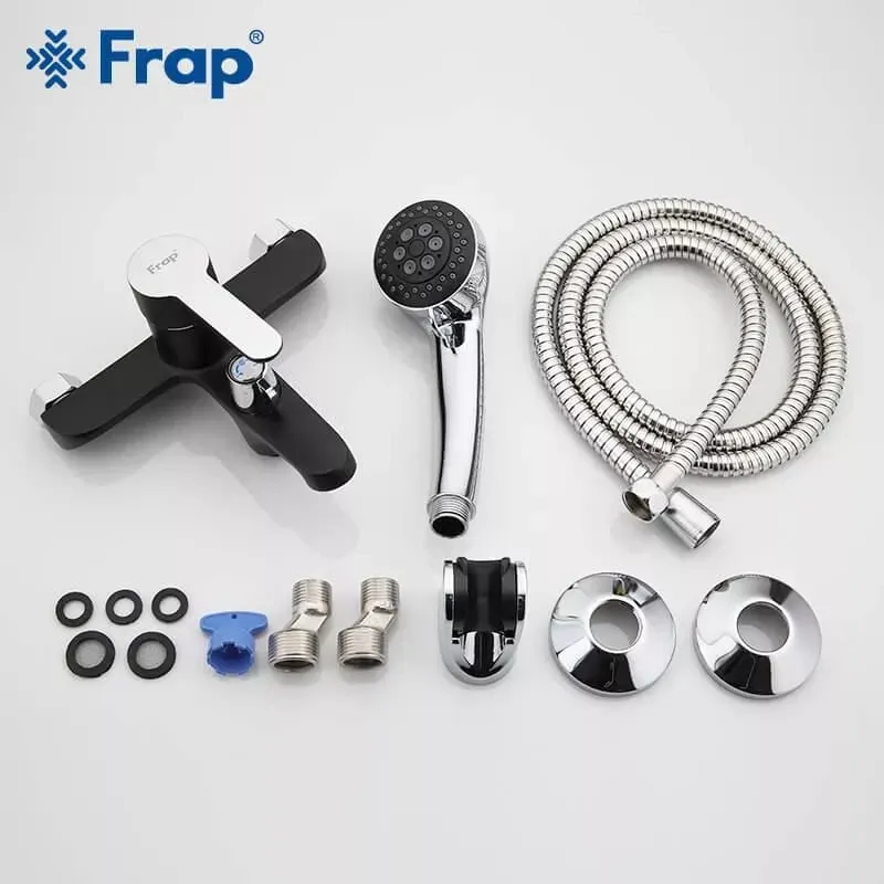 Смеситель для ванны с душевым гарнитуром Frap F3242 черный/хром Киев - изображение 6