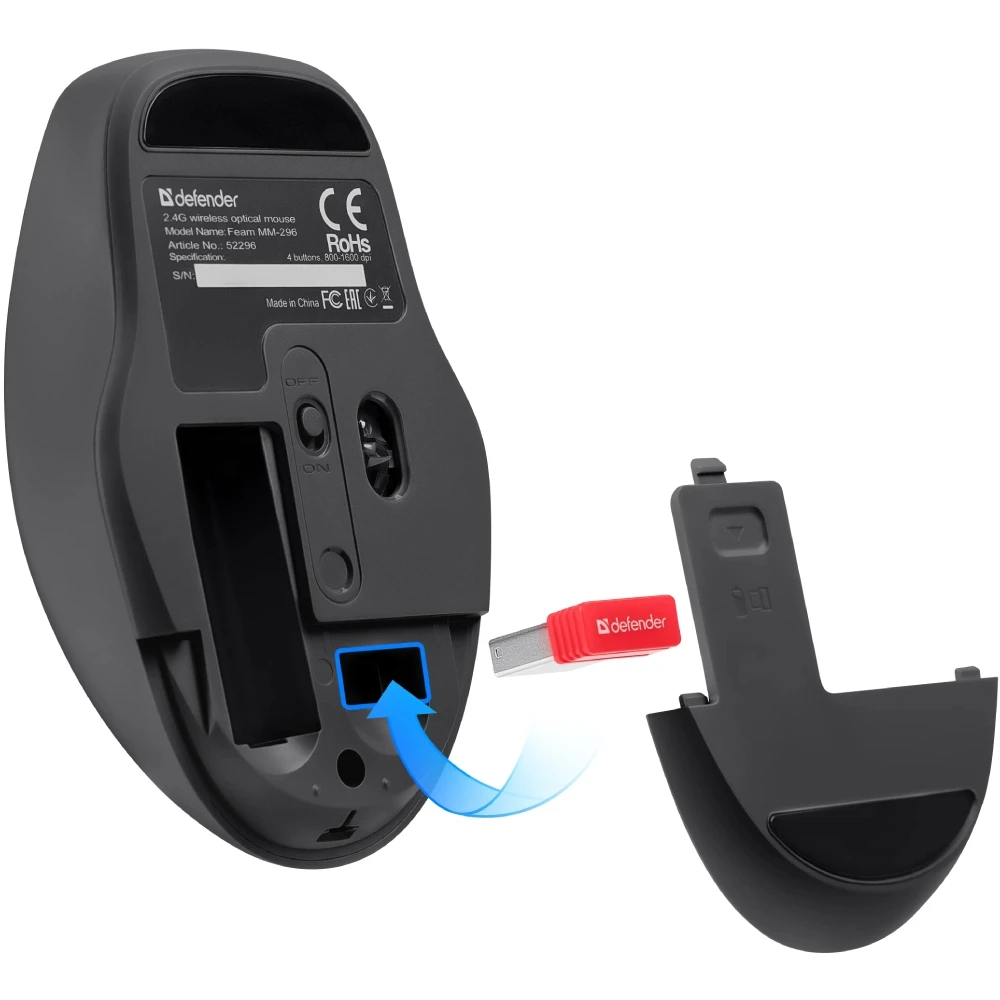 Миша Defender Feam MM-296 Black (52296) (7032508) Киев - изображение 2