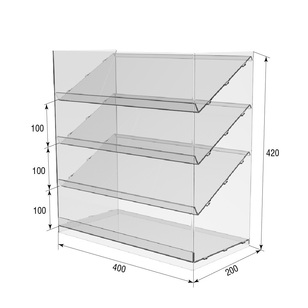 Підставка вітрина EKOSTAR 4 полиці 400х200х420 Київ - фото 4