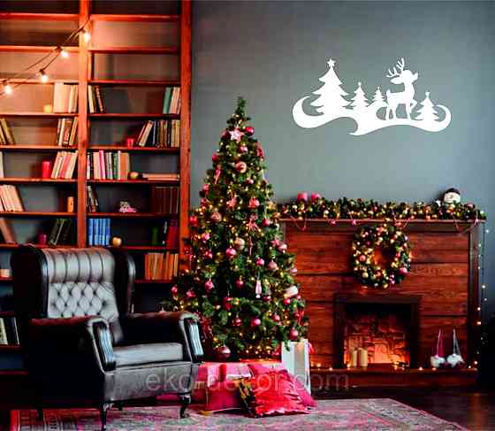 Декоративное настенное Панно «Олень», Декор на стену 110*156 см, Белый Киев