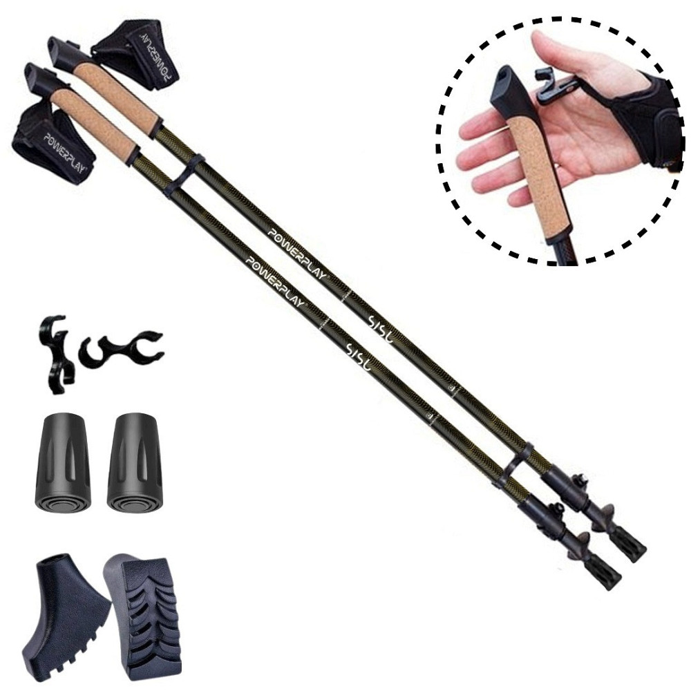Палки для скандинавской ходьбы треккинговые палки туристические для спортивной ходьбы PowerP 9105 Sisu Black Киев - изображение 1