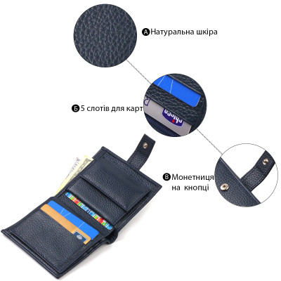 Кошелек Canpellini Из натуральной кожи Синий (21746) Винница - изображение 6
