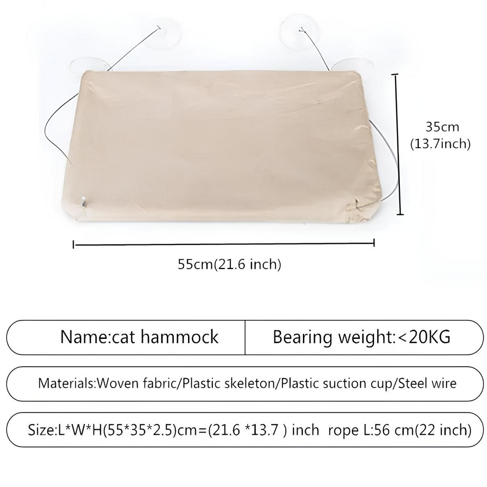 Підвісне віконне ліжечко для кота RESTEQ 55×35 см — гамак на вікно, лежак для кота, спальне місце на присосках Київ - фото 4