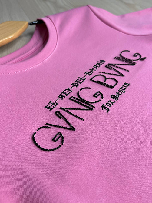 Футболка жіноча A-N 30153 з вишивкою базова однотонна one size, рожевий, one size Київ - фото 3