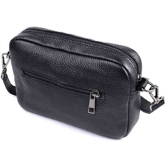 Класична сумка крос-боді із зернистої натуральної шкіри Shvigel 22842 Чорна Київ