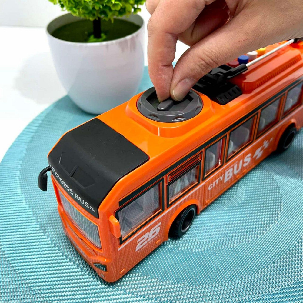 Тролейбус з інерцією підсвічуванням і звуком відчиняються двері Помаранчевий (JS163BC) Чернігів - фото 10