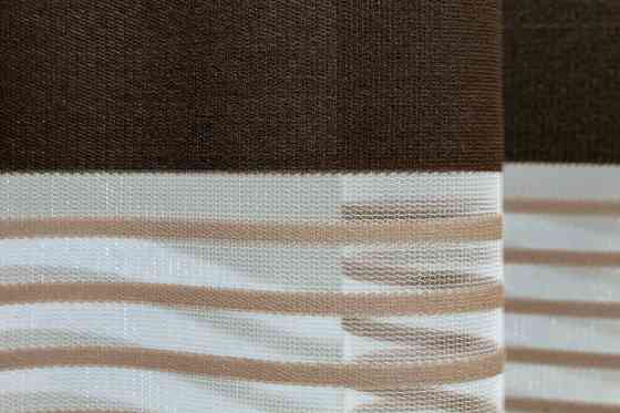 Тюль VR-Textil 1309т Терція Фатин смужки Венге з бежевим та какао 300х270 см (42-0008) Київ