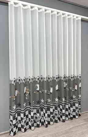 Тюль VR-Textil 1823т Шифон с принтом Молочный с серым 300х270 см (42-0799) Киев